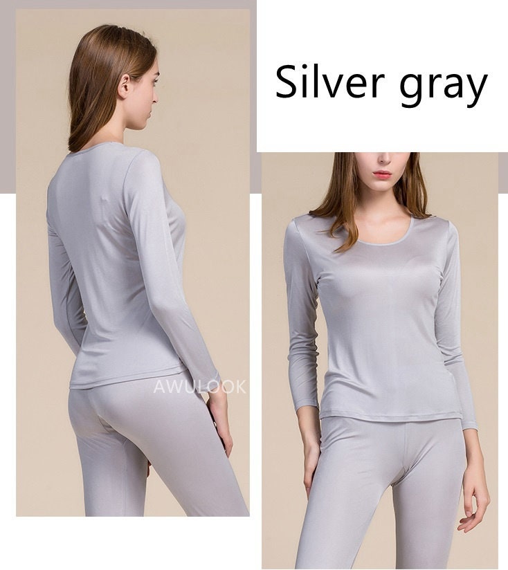 Women Mulberry Silk Thermal Set/Leggings/Long Sleeve Shirts, 9 colors