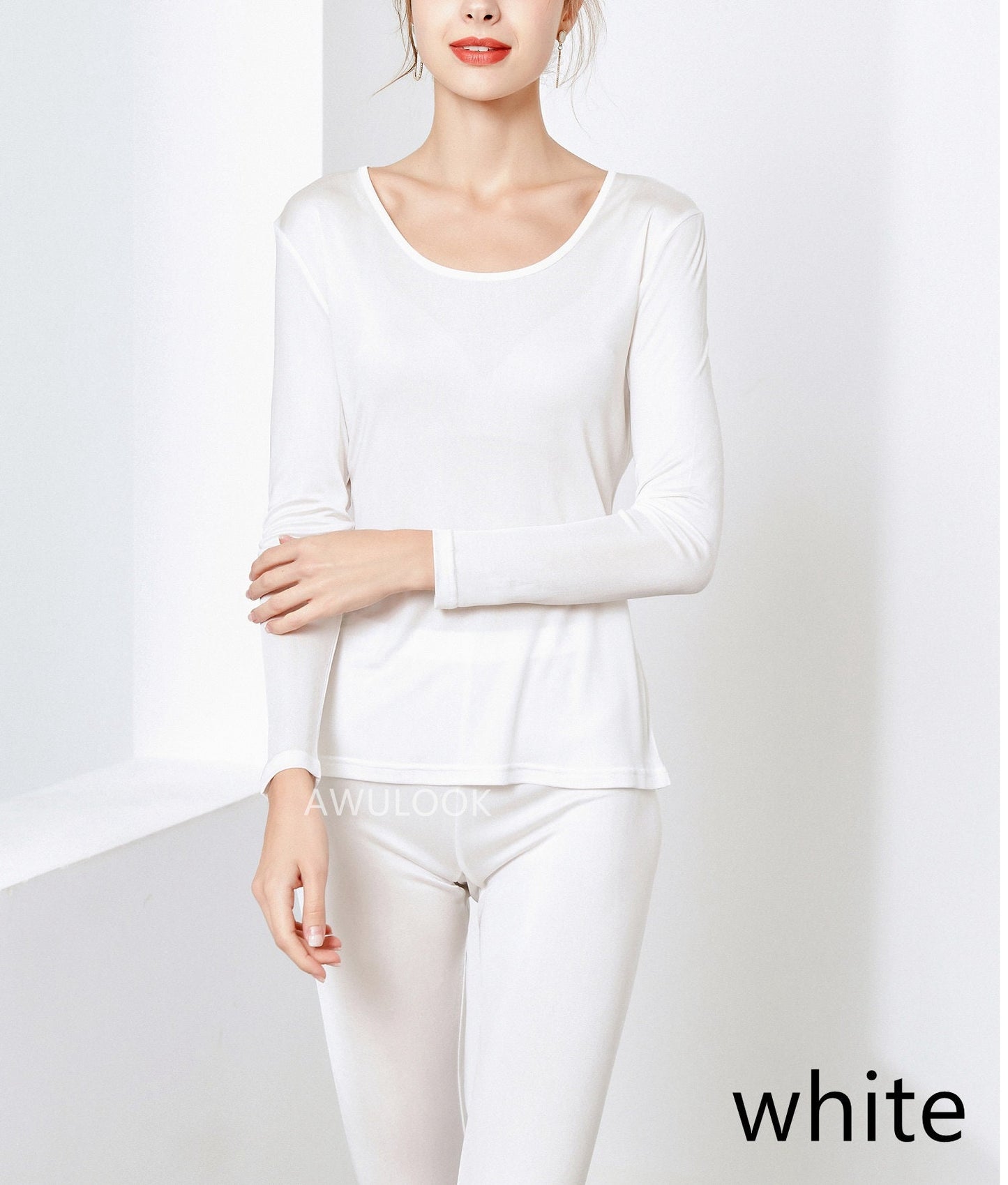 Women Mulberry Silk Thermal Set/Leggings/Long Sleeve Shirts, 9 colors