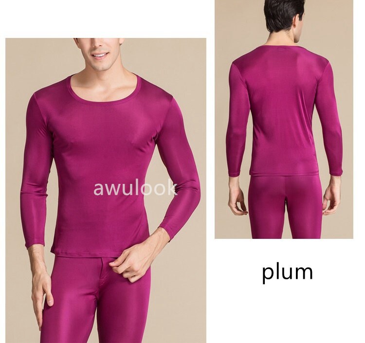 MEN Mulberry Silk Thermal Set/Leggings/Shirts, Round neck