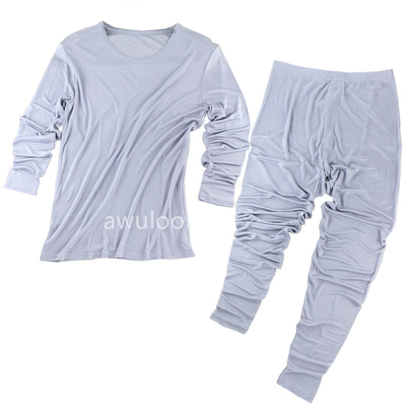 MEN Mulberry Silk Thermal Set/Leggings/Shirts, Round neck