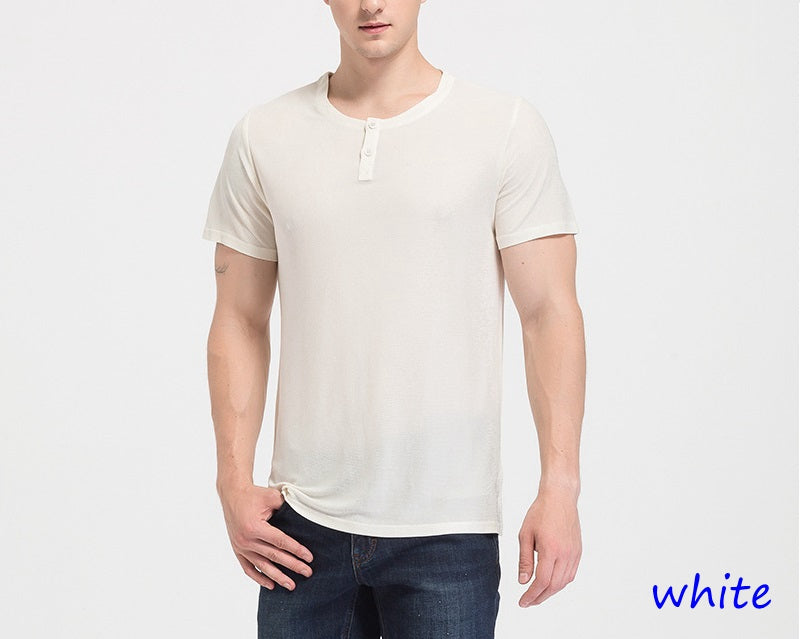 Men Mulberry Silk Crew T-shirt, 100% silk - Awulook